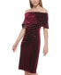 Фото #6 товара Women's Off-The-Shoulder Velvet Sheath Dress