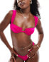 Фото #1 товара Free Society ruched underwire bikini top in jazz pink