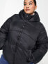 Vero Moda Curve padded coat with hood in black