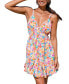 Фото #1 товара Women's Watercolor Floral Plunging Sleeveless Mini Beach Dress