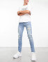 ASOS DESIGN skinny jeans in light wash blue Синий, W34 L32 - фото #4