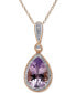 ფოტო #1 პროდუქტის Pink Amethyst (2-1/4 ct. t.w.) & Diamond (1/20 ct. t.w.) 18" Pendant Necklace in 14k Rose Gold
