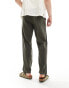 Фото #2 товара ONLY & SONS linen mix tapered fit trousers in dark khaki