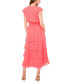 ფოტო #2 პროდუქტის Women's V-Neck Flutter-Sleeve Tiered Dress