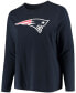 ფოტო #3 პროდუქტის Women's Plus Size Navy New England Patriots Primary Logo Long Sleeve T-shirt
