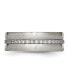 Stainless Steel Brushed Polished CZ Checkered 7.5mm Band Ring