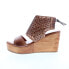 Фото #5 товара Bed Stu Enid F376011 Womens Brown Leather Slip On Wedges Sandals Shoes 6.5