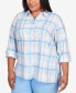 ფოტო #5 პროდუქტის Plus Size Classic Pastels Cool Plaid Button Down Top