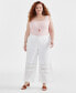 Фото #1 товара Plus Size Cotton Crochet Wide-Leg Pants, Created for Macy's