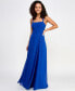 Фото #1 товара Juniors' Straight-Neck Lace-Back Chiffon Skater Gown