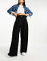 River Island belted wide leg trouser in black