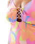 Фото #2 товара ASOS DESIGN Curve lace up swimsuit in abstract floral