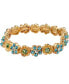 ფოტო #1 პროდუქტის Gold-Tone Blue and Green Flower Stretch Bracelet