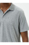 Polo Tişört Yaka Detaylı Düğmeli Kısa Kollu Dokulu