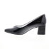 David Tate Creative Womens Black Leather Slip On Block Heels Shoes