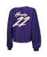 Women's Derrick Henry Purple Baltimore Ravens Name Number Off-Shoulder Script Cropped Long Sleeve V-Neck T-Shirt