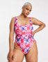 Reclaimed Vintage inspired Plus square neck swimsuit in butterfly tie dye floral print