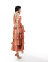 Фото #2 товара Pretty Lavish textured tiered midaxi dress in tan blush