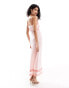 ASOS DESIGN double lace trim midi slip dress in baby piink