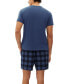 ფოტო #3 პროდუქტის Men's 2-Pc. Solid Henley & Plaid Pajama Shorts Set