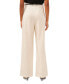 Фото #2 товара Women's Linen Blend Faux Leather Trimmed Wide Leg Pleated Trousers