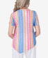 ფოტო #2 პროდუქტის Women's Paradise Island Short Sleeve Spliced Stripe Top
