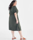 Фото #4 товара Plus Size V-Neck Shirred-Sleeve Dress, Created for Macy's