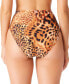 Фото #2 товара Women's Glam Cheetah High-Rise Swim Bottoms, Created for Macy's