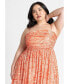 ფოტო #2 პროდუქტის Plus Size Shirred Bodice Flare Dress