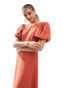 Фото #2 товара Nobody's Child Zora puff sleeve midaxi dress in red