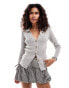 Фото #1 товара Glamorous rib knit button front cardigan in grey marl