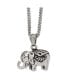 Chisel antiqued and Polished Elephant Pendant on a Curb Chain Necklace