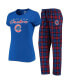 ფოტო #1 პროდუქტის Women's Royal, Red Chicago Cubs Lodge T-shirt and Pants Sleep Set