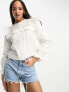 Фото #1 товара Miss Selfridge victoriana lace insert shirt in white