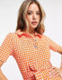 River Island check boucle shirt dress in orange Оранжевый, 36 - фото #2