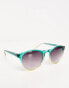 Фото #4 товара AJ Morgan grad school retro round festival sunglasses in green two-tone