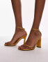 Topshop Goldie high heeled two part sandal in gold Золотистый, 37 - фото #2