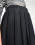 ASOS DESIGN knee length pleated midi skirt in black