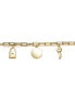 14K Gold Plated Cubic Zirconia Three Charm Bracelet for Teens