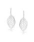 Фото #4 товара Large Nature Style Lightweight Open Leaf Feather Drop Dangle Lever Back Earrings For Women Sterling Silver