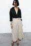 Linen blend midi cape skirt with belt