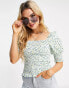 Фото #1 товара Y.A.S cotton shirred top in floral print - MULTI