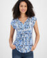 Women's Garden Printed Pintuck Top