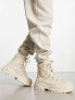 ASOS DESIGN lace up chunky boots in stone
