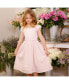 Фото #2 товара Girls' Cap Sleeve Special Occasion Sateen Flower Girl Dress with Embroidered Hem, Toddler