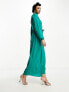 ASOS DESIGN tie front maxi shirt dress in green