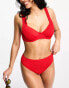 Pieces crinkle underwire bikini top in red