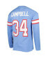 ფოტო #2 პროდუქტის Men's Earl Campbell Light Blue Houston Oilers 1984 Retired Player Name and Number Long Sleeve T-shirt