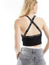 Calvin Klein Jeans logo elastic strappy top in black