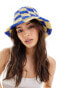 South Beach checkerboard bucket hat in yellow and blue - фото #4